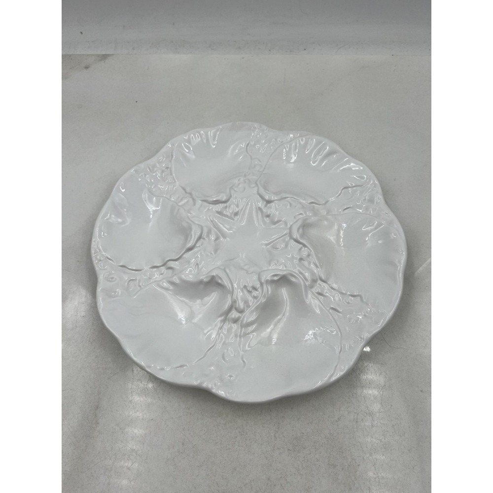 Neto & Gomes Oyster Plate White Ceramic 6-Well Seafood Serving Dish Portugal